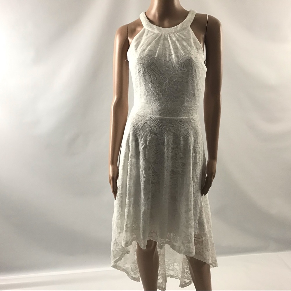 BerryLove White Sleeveless Dress Lace Fit Flare S
